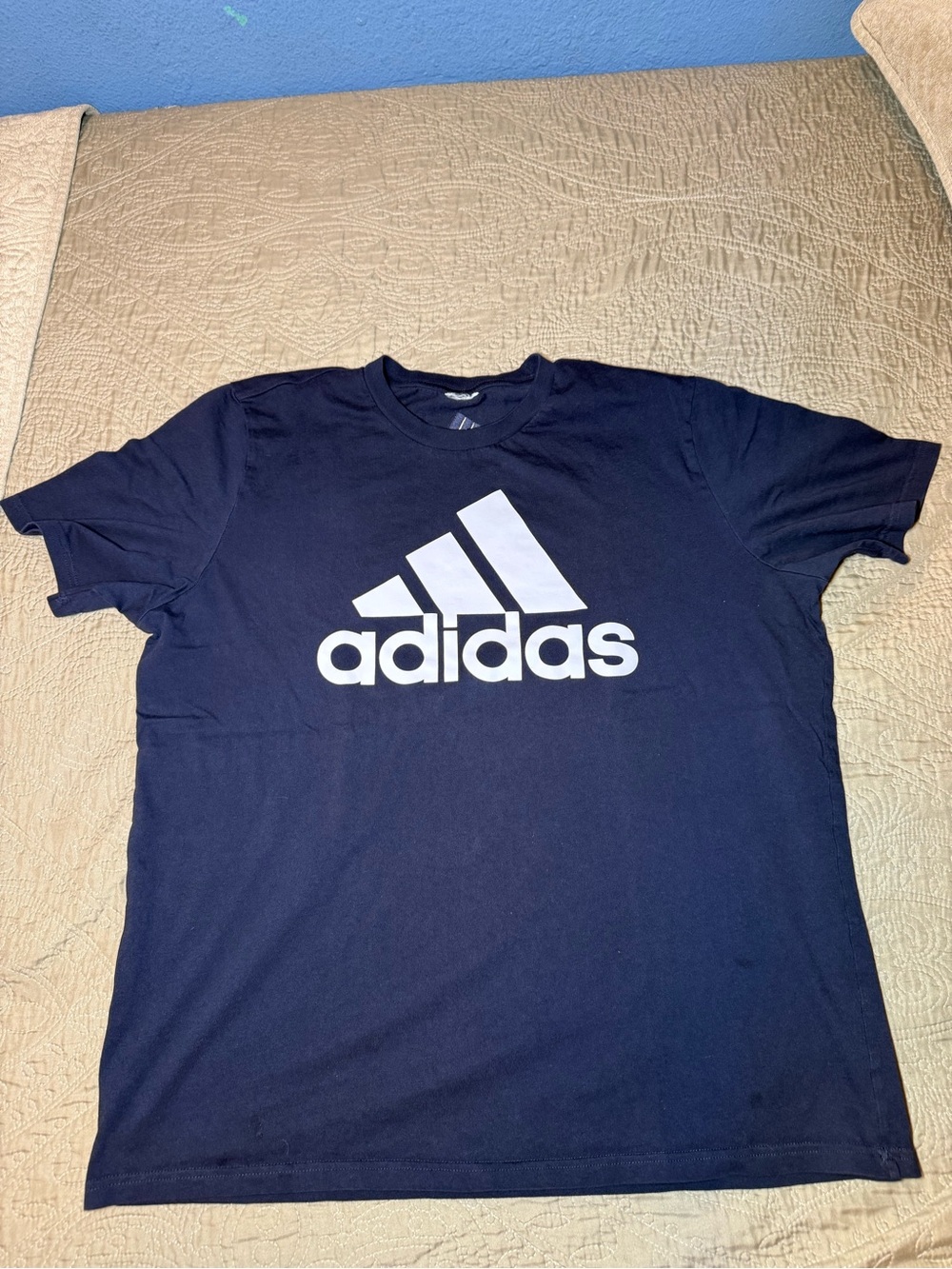 adidas Navy Short Sleeve Tee with White Logo